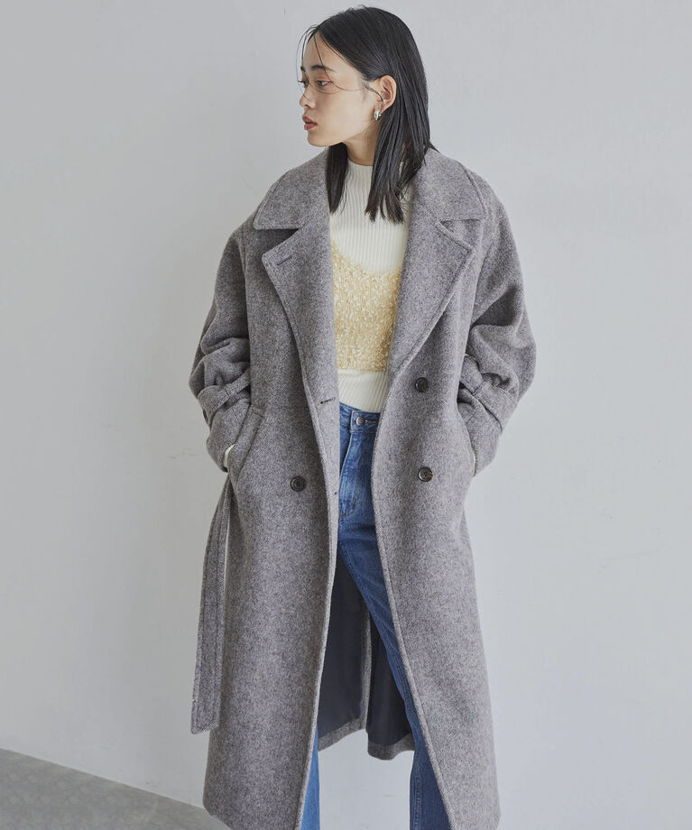 VIS「【JAPAN FABRIC】尾州毛混シャギーロングコート【選べる着丈】【静電気防止】」|ステンカラーコート|