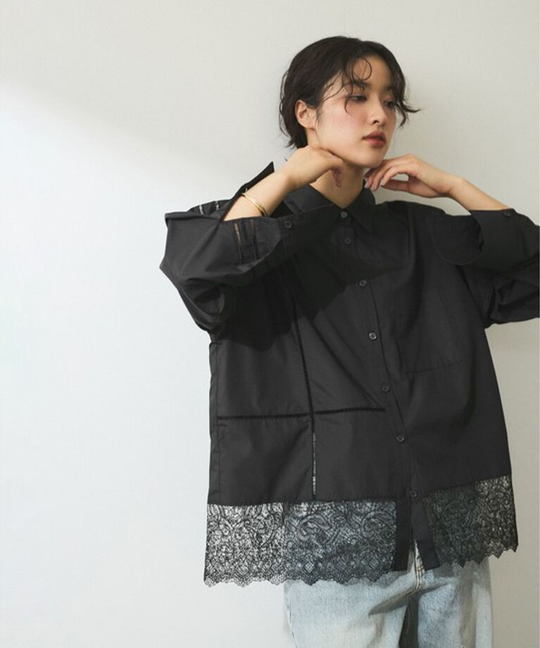 ADAM ET ROPE'「【WEB限定】レースコンビシャツ」|シャツ・ブラウス|