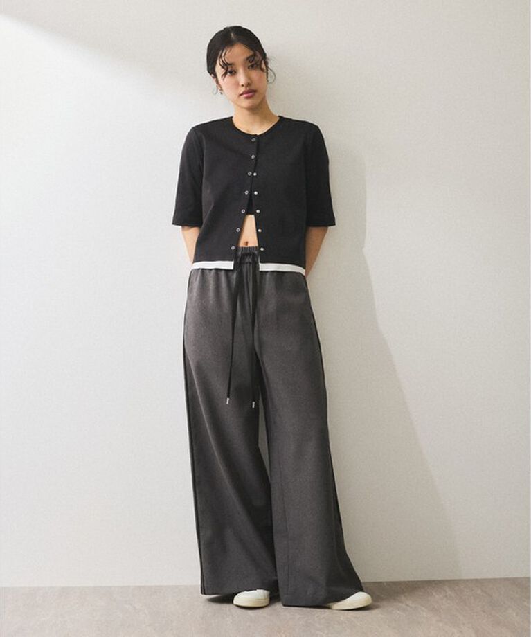 ADAM ET ROPE'「【WEB限定】・【サステナブル】カットオフコンビTシャツカーディガン」|カーディガン|