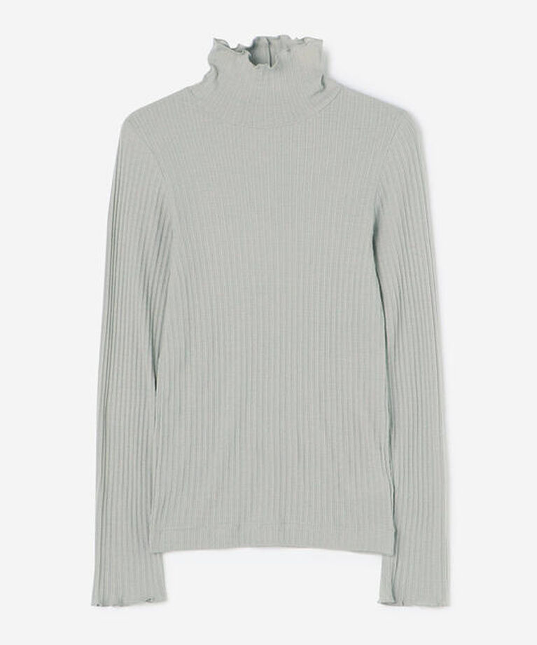 LE GLAZIK「LE GLAZIK | コットン ランダムリブ ハイネックプルオーバー WOMEN」|Tシャツ・カットソー|