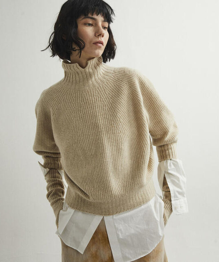 unfil「unfil | ハイネック ニットプルオーバー WOMEN」|ニット・セーター|OATMEAL