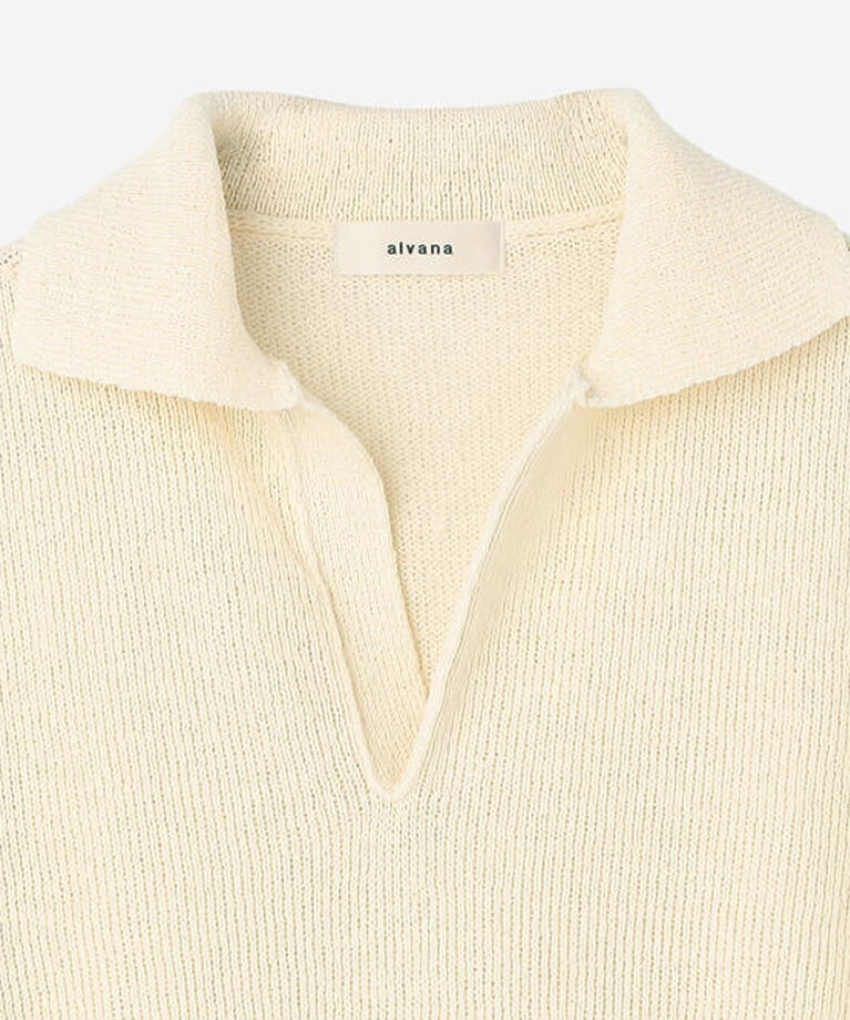  「alvana |〈別注〉半袖スキッパーニットポロシャツ WOMEN」|ニット・セーター|