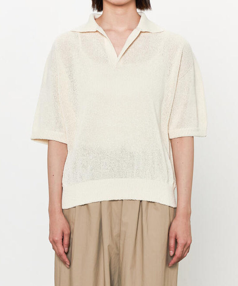  「alvana |〈別注〉半袖スキッパーニットポロシャツ WOMEN」|ニット・セーター|