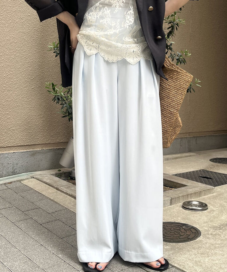  「【20色４サイズ展開！/マイナス3キロ見え！】タックワイドパンツ」|チノ|