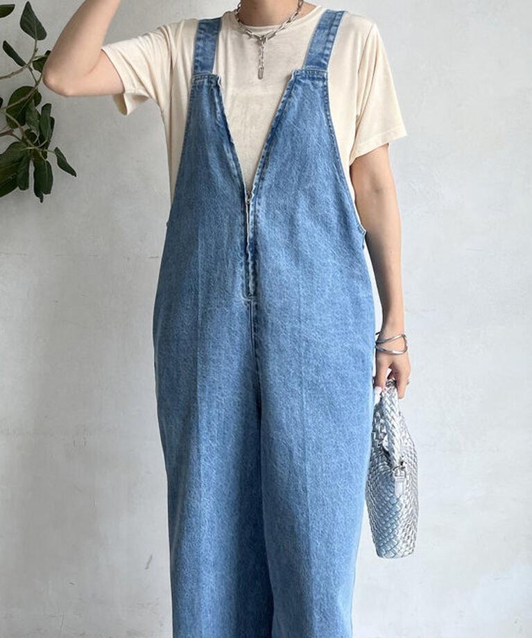  「デニムフロントジップサロペット」|ワンピース|