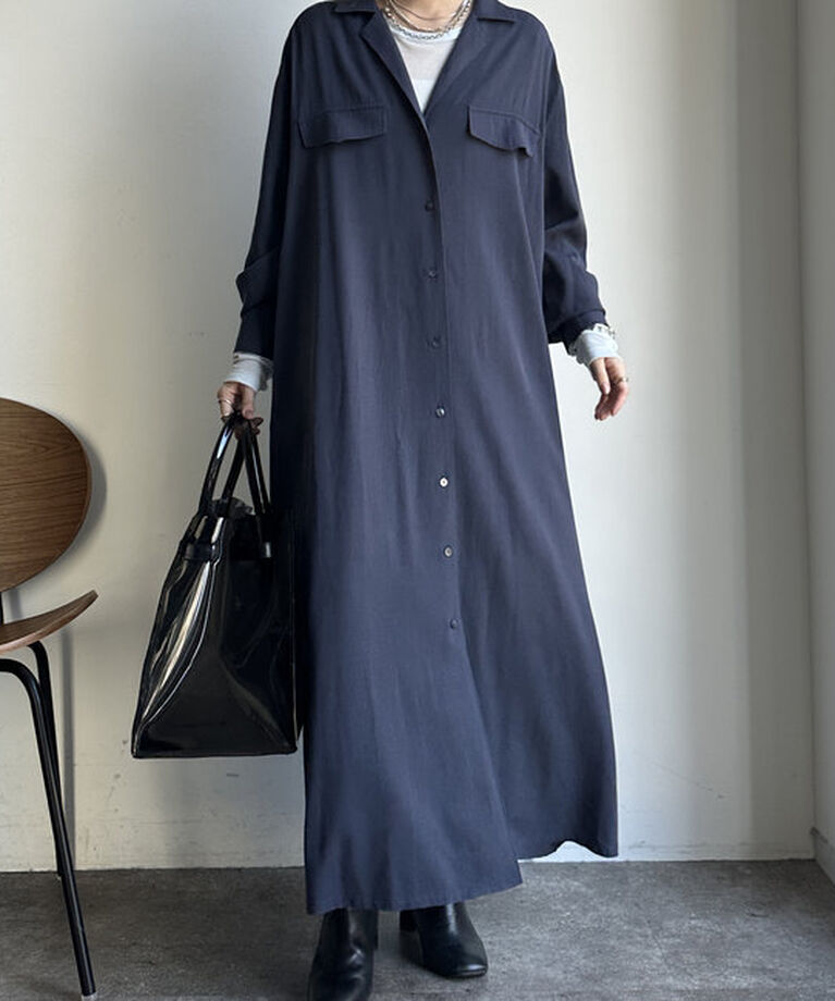  「【新色追加/全骨格対応】リヨセルロングシャツドレス」|ワンピース|