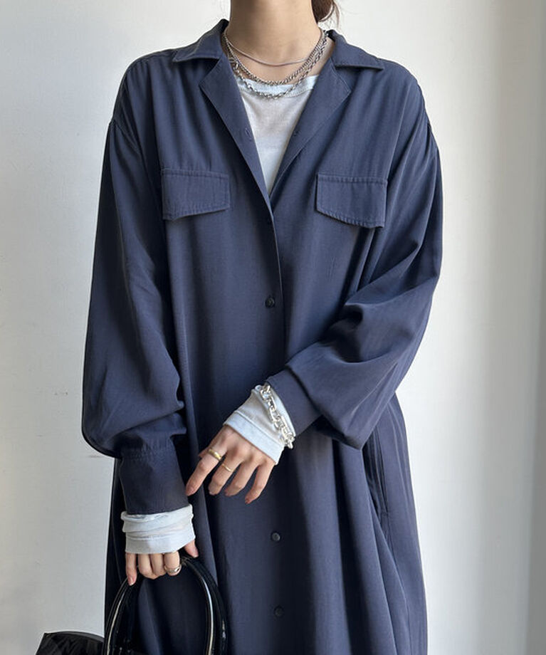  「【新色追加/全骨格対応】リヨセルロングシャツドレス」|ワンピース|
