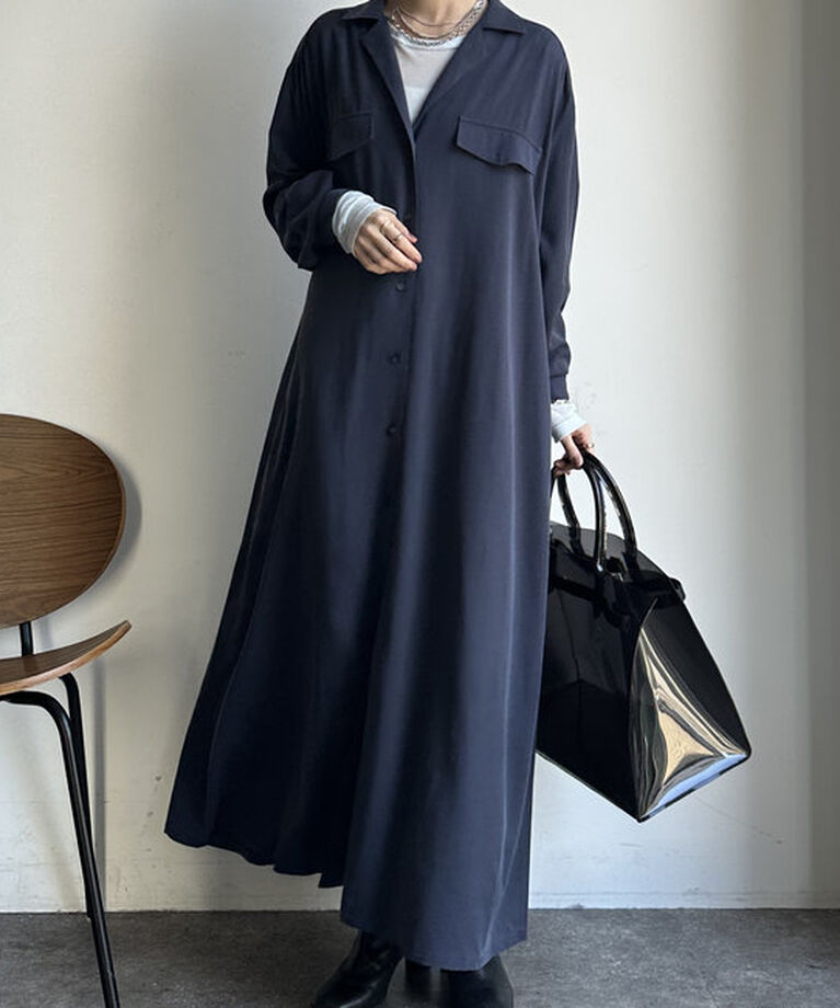  「【新色追加/全骨格対応】リヨセルロングシャツドレス」|ワンピース|