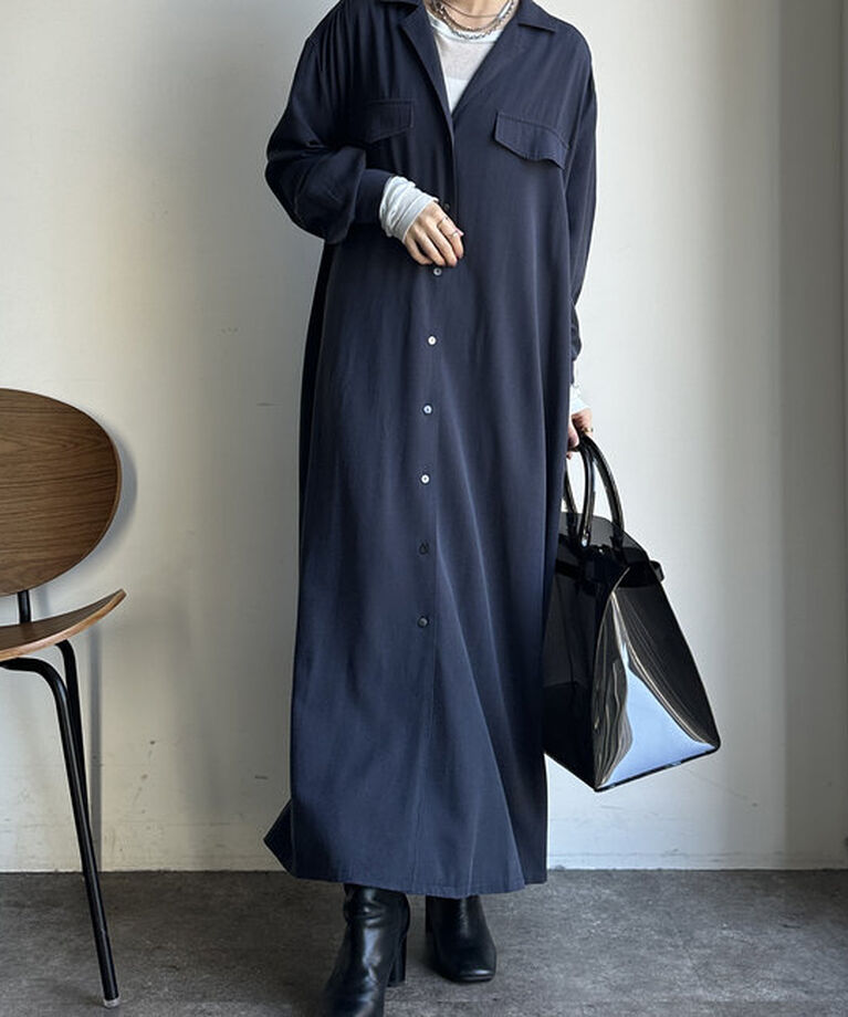  「【新色追加/全骨格対応】リヨセルロングシャツドレス」|ワンピース|