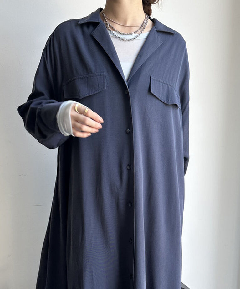  「【新色追加/全骨格対応】リヨセルロングシャツドレス」|ワンピース|