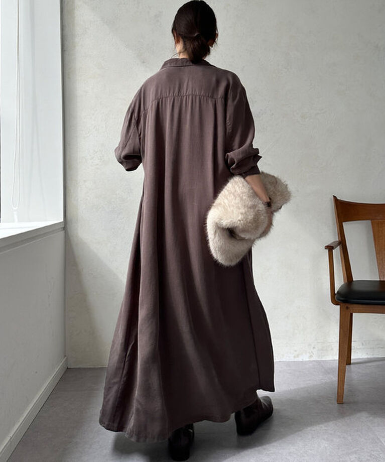  「【新色追加/全骨格対応】リヨセルロングシャツドレス」|ワンピース|