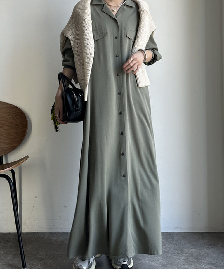  「【新色追加/全骨格対応】リヨセルロングシャツドレス」|ワンピース|