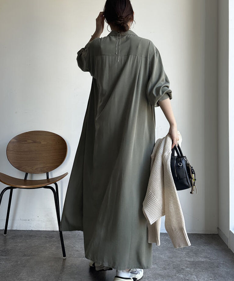  「【新色追加/全骨格対応】リヨセルロングシャツドレス」|ワンピース|