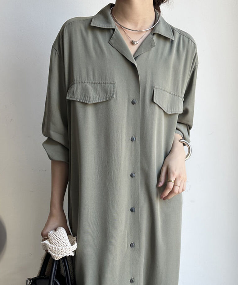  「【新色追加/全骨格対応】リヨセルロングシャツドレス」|ワンピース|