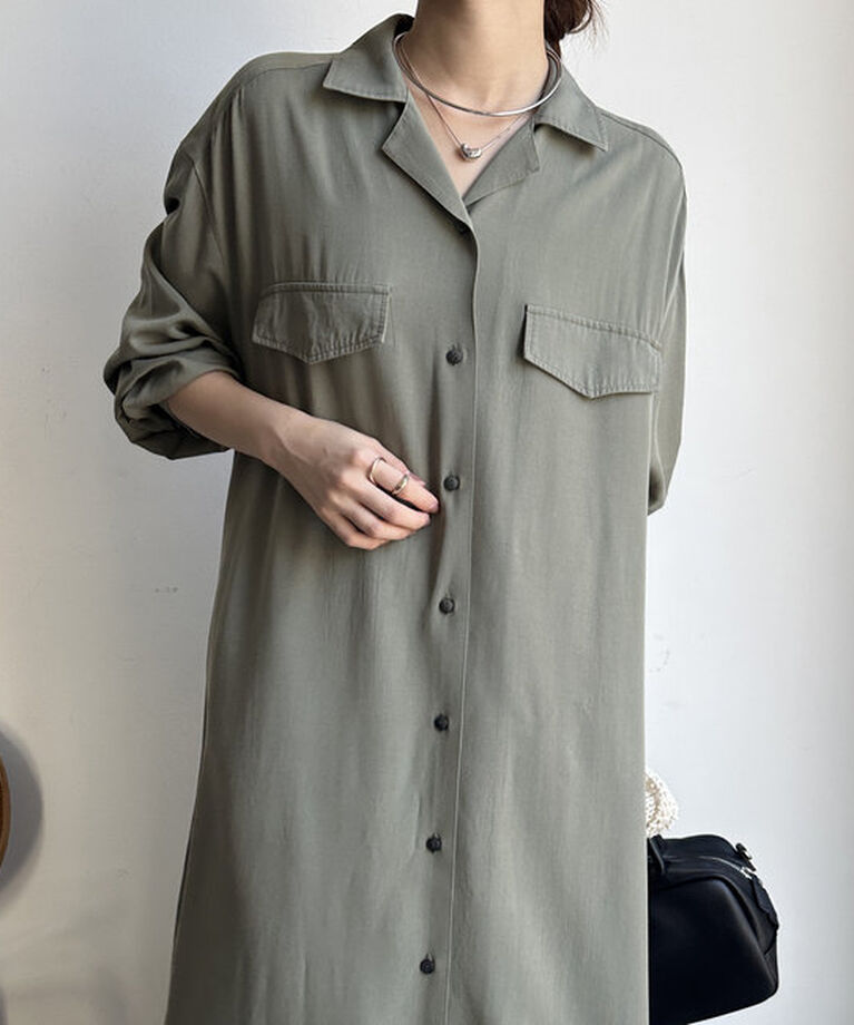  「【新色追加/全骨格対応】リヨセルロングシャツドレス」|ワンピース|