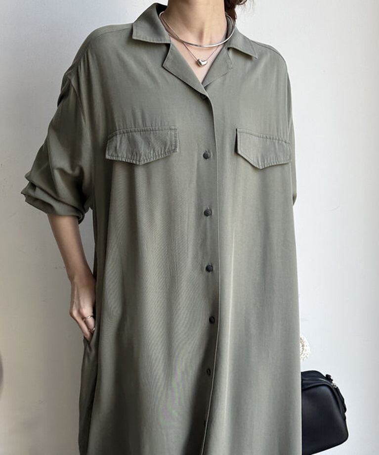  「【新色追加/全骨格対応】リヨセルロングシャツドレス」|ワンピース|