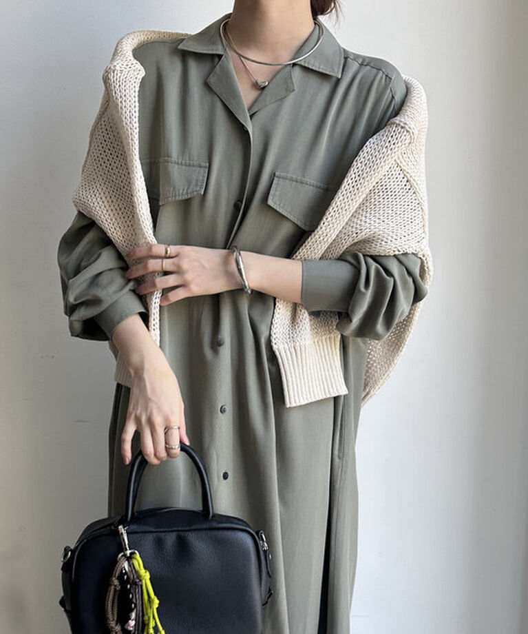  「【新色追加/全骨格対応】リヨセルロングシャツドレス」|ワンピース|