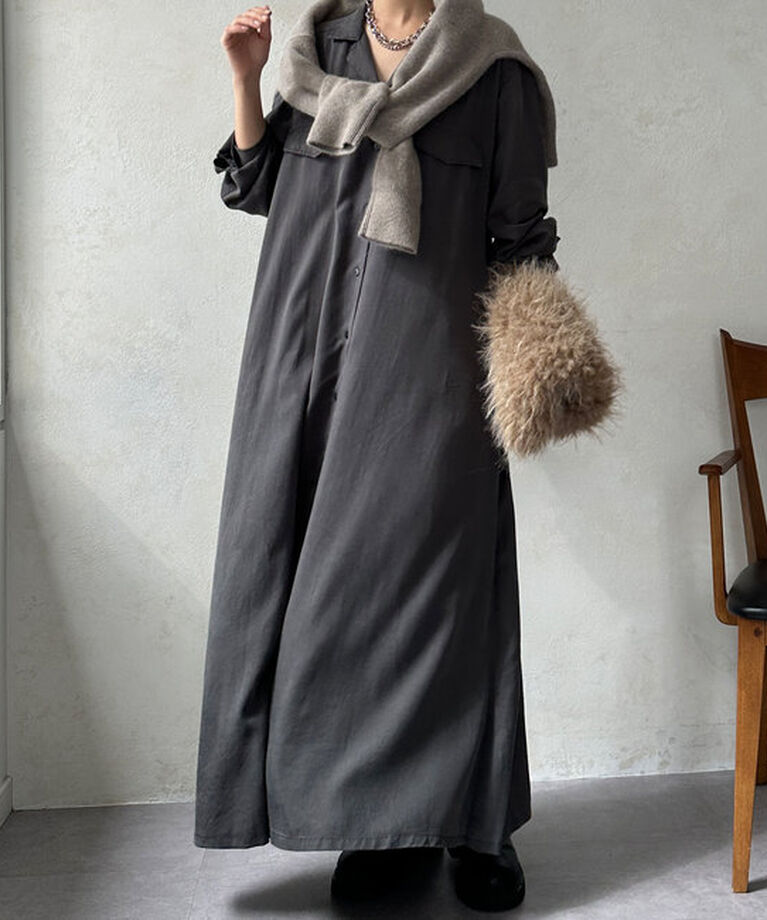  「【新色追加/全骨格対応】リヨセルロングシャツドレス」|ワンピース|