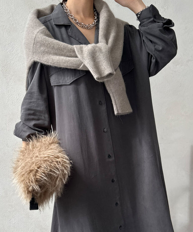  「【新色追加/全骨格対応】リヨセルロングシャツドレス」|ワンピース|