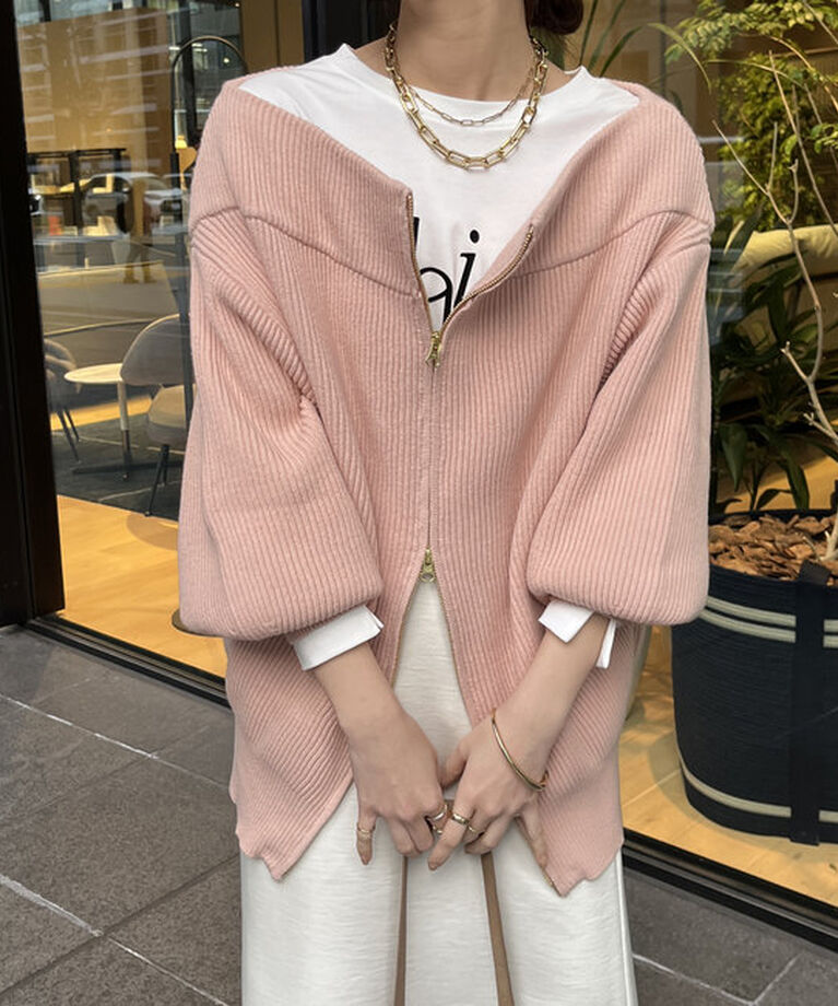  「【チクチクしないニット】フロントジップニット」|ニット・セーター|