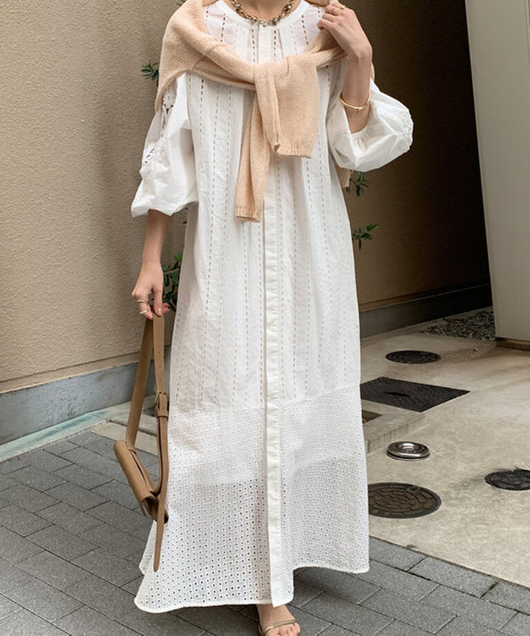  「【リバイバルアイテム】レース2WAYワンピース」|ワンピース|オフホワイト