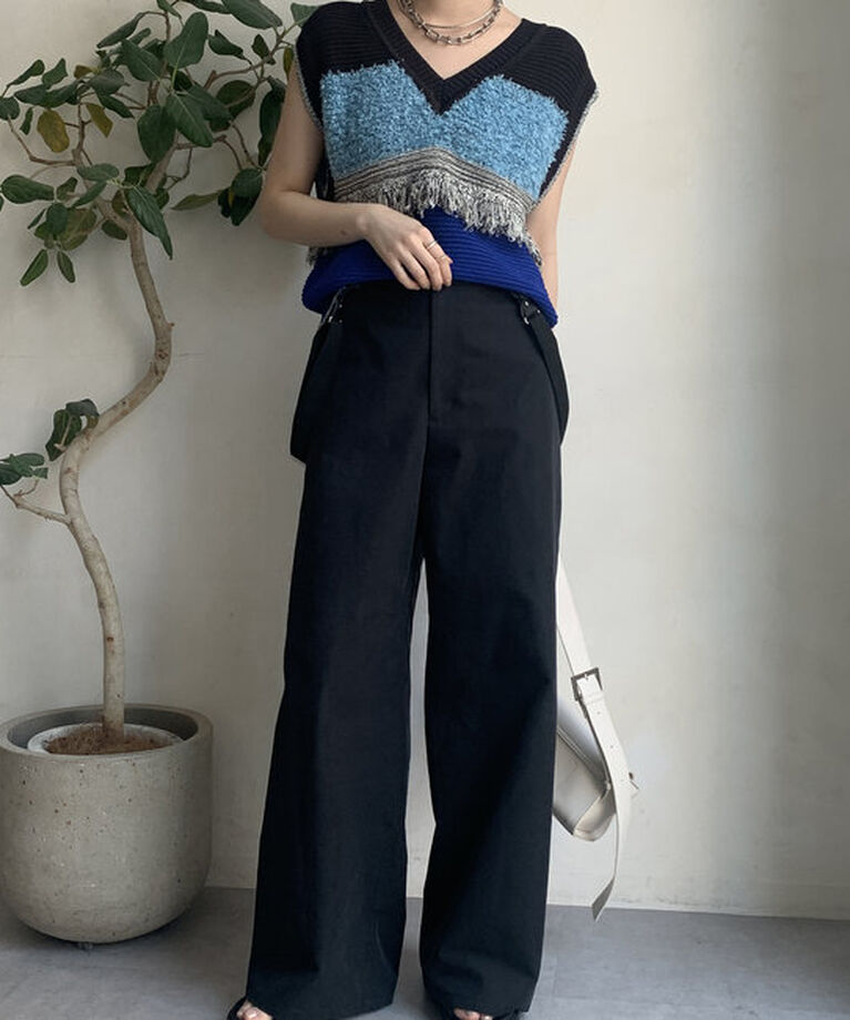  「【WEB限定】テープヤーン配色ニットベスト」|ニット・セーター|