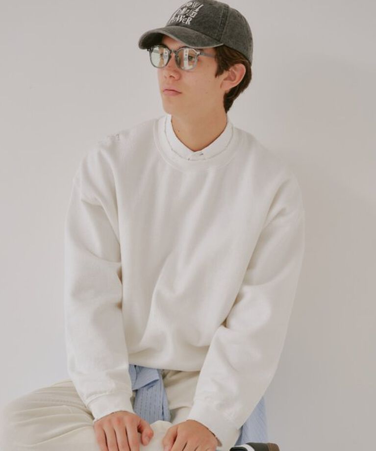  「【WHIMSIC】ハンドプロセスドダメージスウェットシャツ」|Tシャツ・カットソー|ホワイト