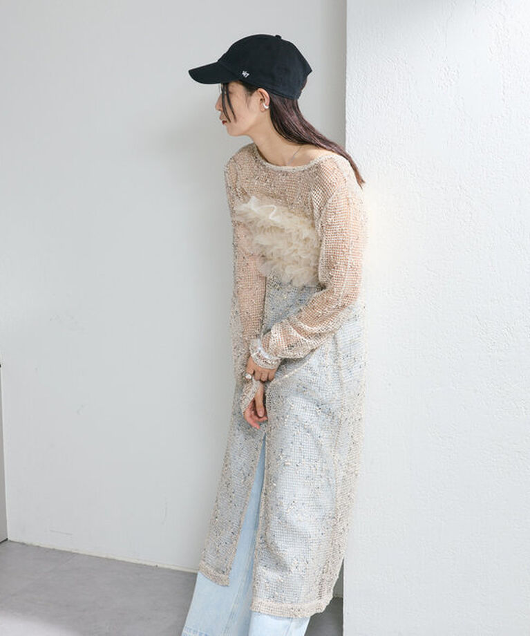  「【4色展開】メッシュシアーワンピース」|ワンピース|