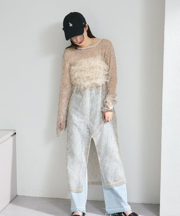 「【4色展開】メッシュシアーワンピース」|ワンピース|
