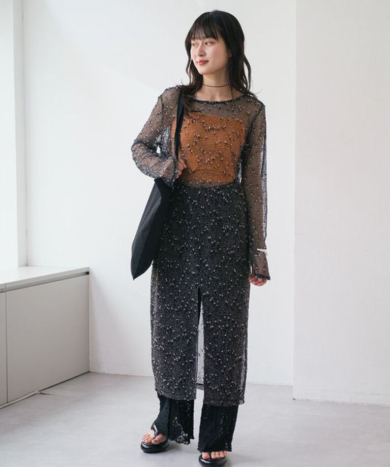  「【4色展開】メッシュシアーワンピース」|ワンピース|