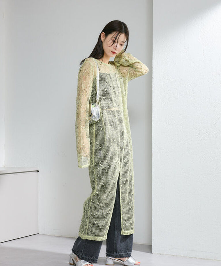  「【4色展開】メッシュシアーワンピース」|ワンピース|