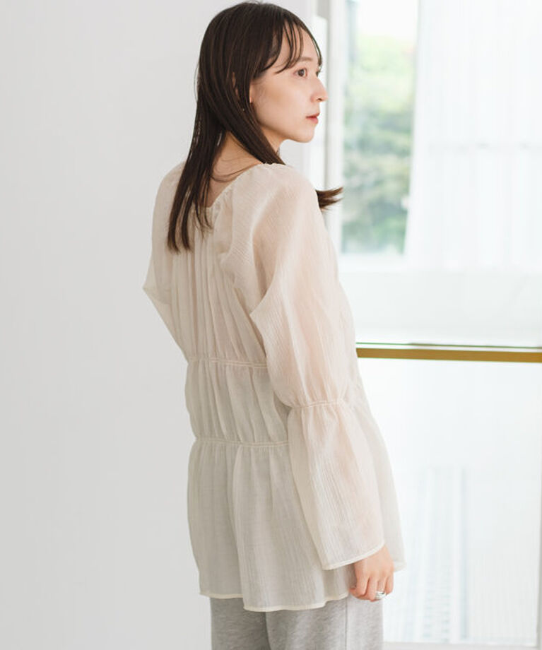  「【S.Lサイズ展開/前後2WAY】シャーリングシアーブラウス」|シャツ・ブラウス|