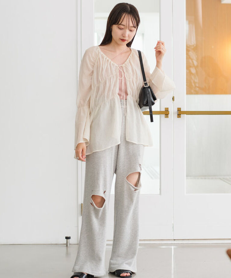  「【S.Lサイズ展開/前後2WAY】シャーリングシアーブラウス」|シャツ・ブラウス|
