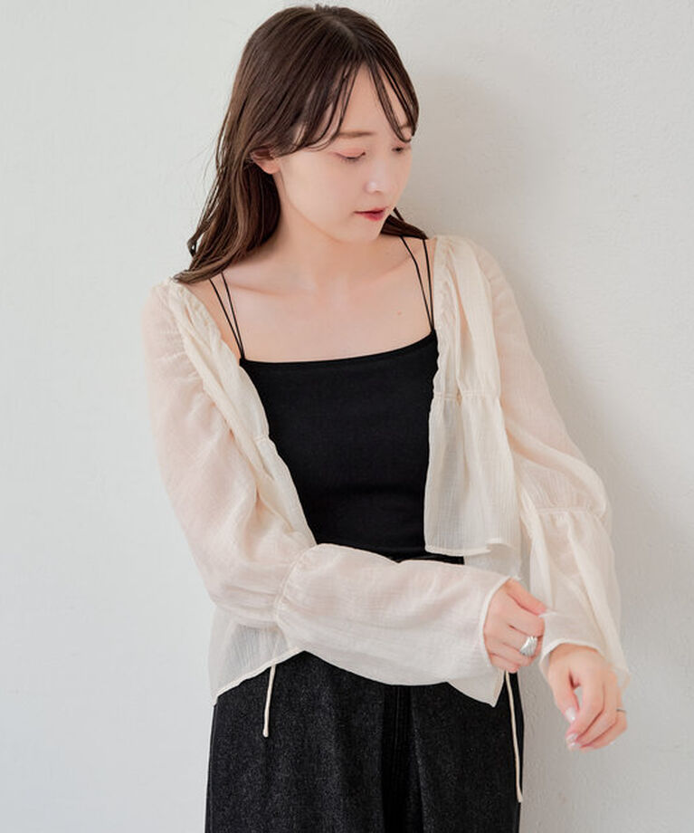  「【S.Lサイズ展開/前後2WAY】シャーリングシアーブラウス」|シャツ・ブラウス|