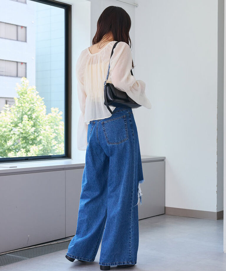  「【S.Lサイズ展開/前後2WAY】シャーリングシアーブラウス」|シャツ・ブラウス|