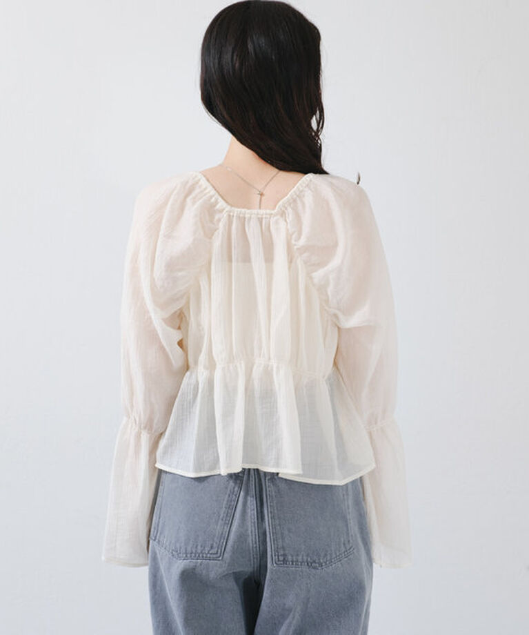 「【S.Lサイズ展開/前後2WAY】シャーリングシアーブラウス」|シャツ・ブラウス|