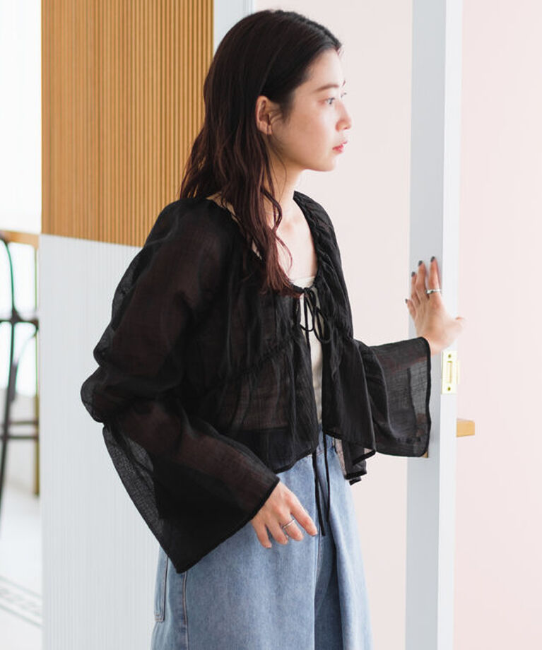  「【S.Lサイズ展開/前後2WAY】シャーリングシアーブラウス」|シャツ・ブラウス|
