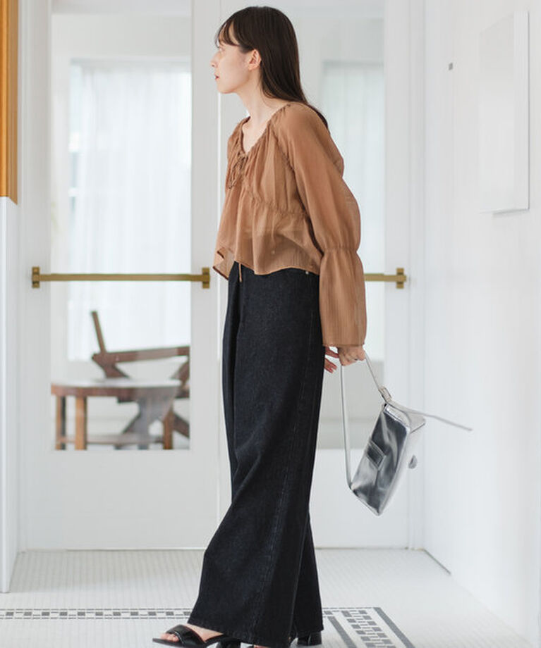  「【S.Lサイズ展開/前後2WAY】シャーリングシアーブラウス」|シャツ・ブラウス|