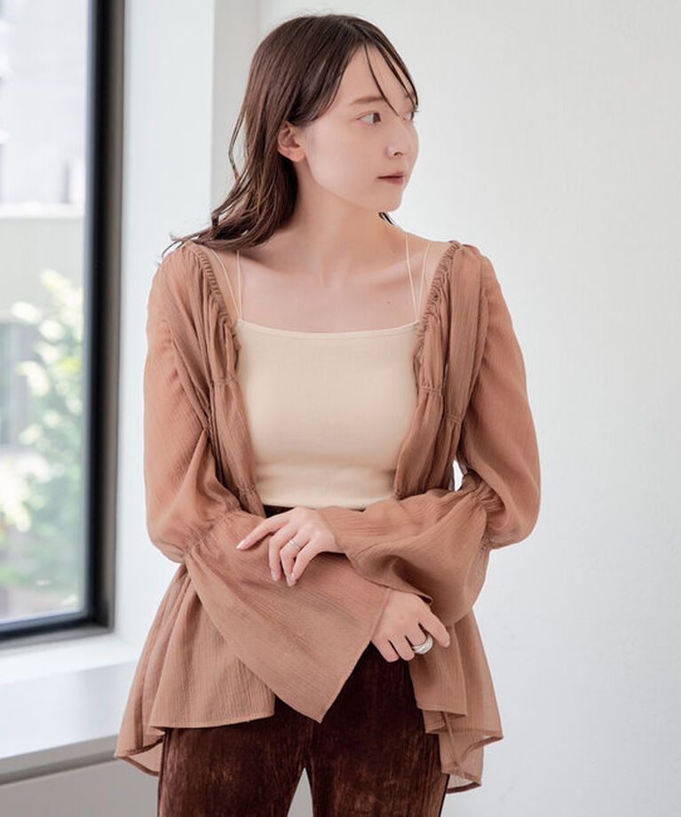  「【S.Lサイズ展開/前後2WAY】シャーリングシアーブラウス」|シャツ・ブラウス|