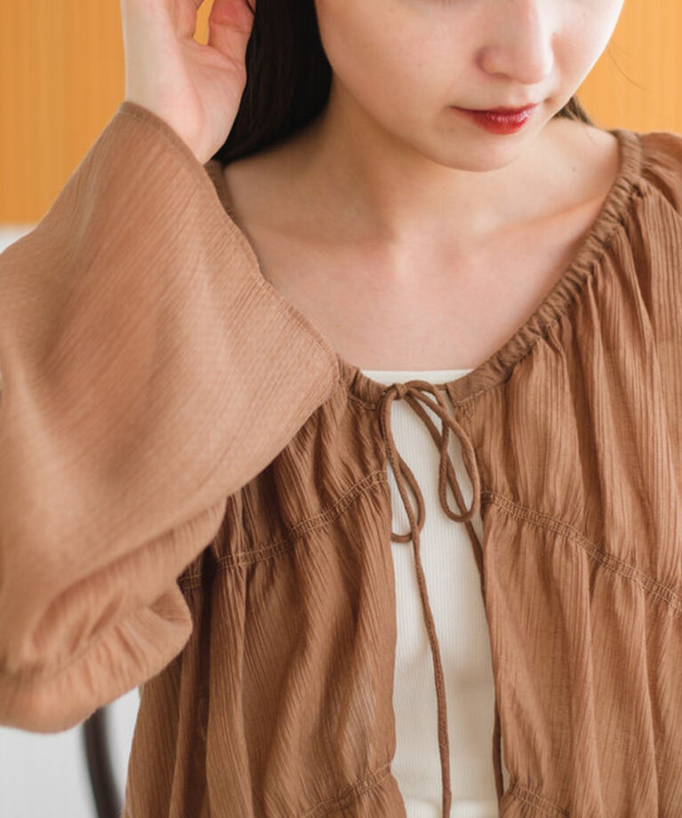  「【S.Lサイズ展開/前後2WAY】シャーリングシアーブラウス」|シャツ・ブラウス|