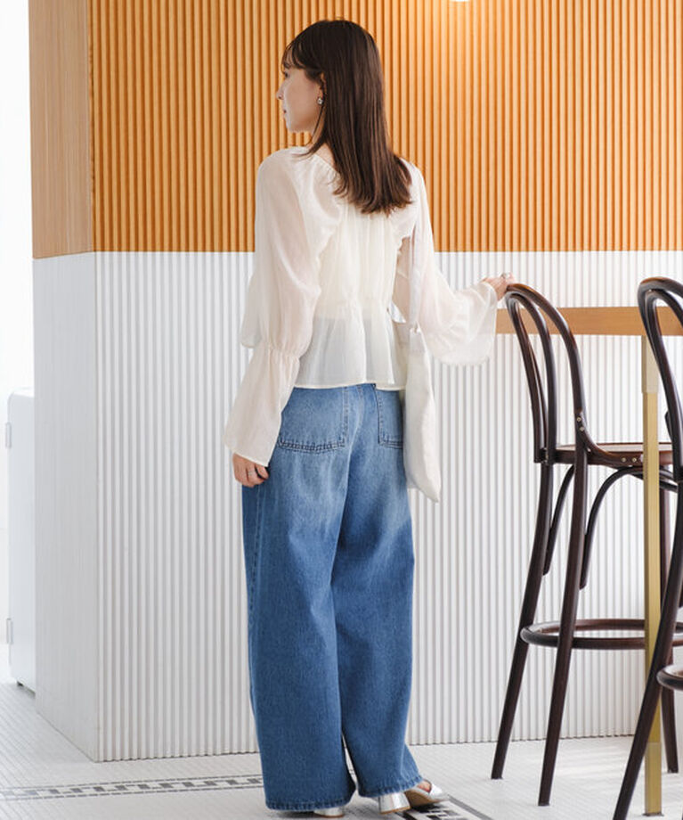  「【S.Lサイズ展開/前後2WAY】シャーリングシアーブラウス」|シャツ・ブラウス|
