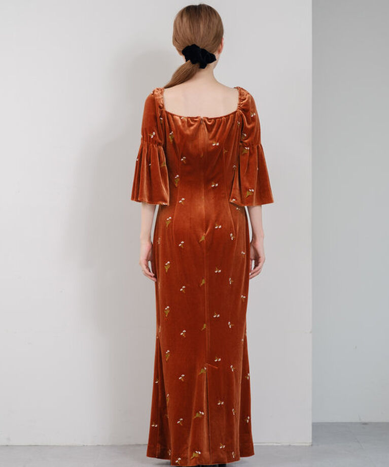  「【オケージョンドレス/結婚式】velour bell sleeve dress」|ドレス|