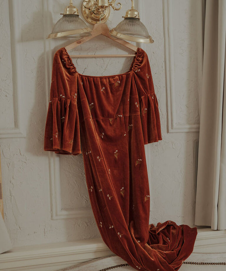  「【オケージョンドレス/結婚式】velour bell sleeve dress」|ドレス|