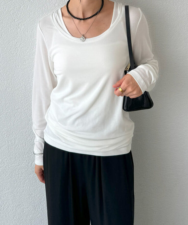  「【MYSELFbyRD（マイセルフバイリヴドロワ）】baseLongTee」|Tシャツ・カットソー|オフホワイト