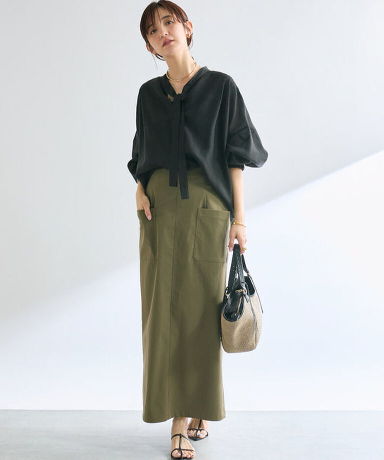  「【イージーな履き心地】ツイルストレッチIラインスカート」|スカート|