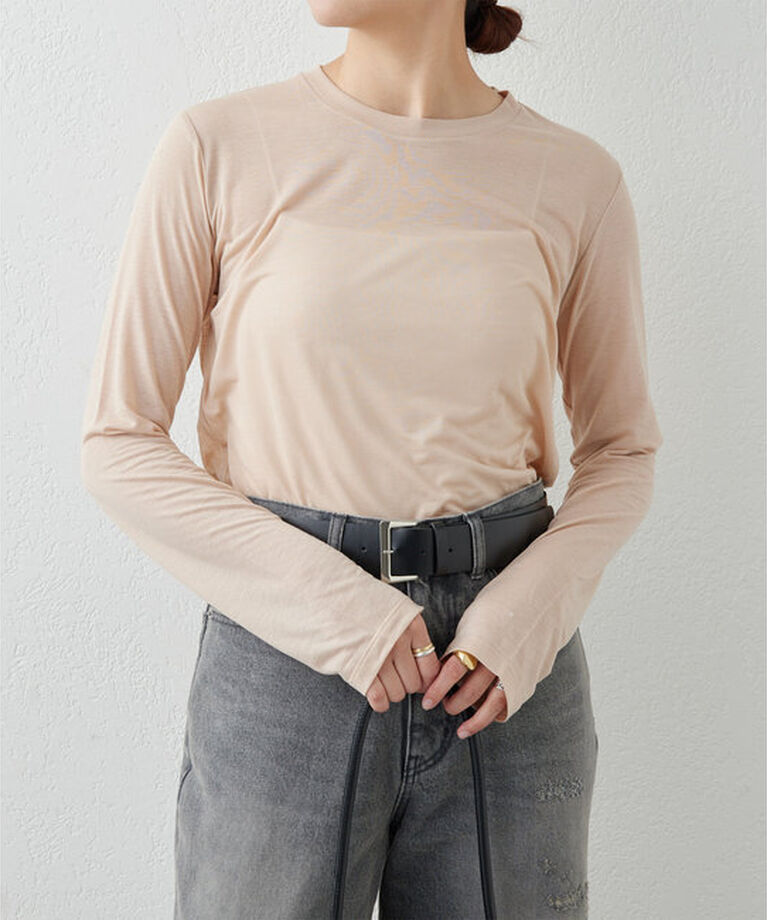  「【BASERANGE】シアーロングスリーブTee」|Tシャツ・カットソー|ベージュ