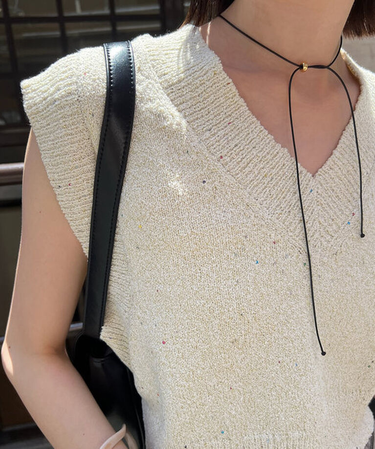  「【EC限定カラーあり/BRN・BLK2】スパンコールニットベスト」|ニット・セーター|