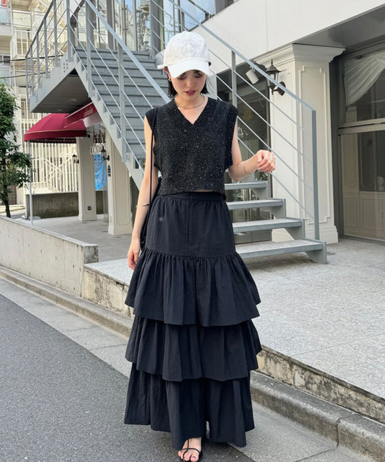  「【EC限定カラーあり/BRN・BLK2】スパンコールニットベスト」|ニット・セーター|