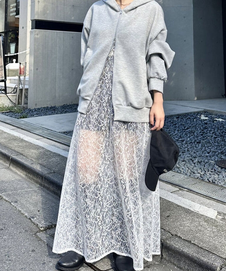  「【レイヤードスタイルにも◎】シアーキャミワンピース」|ワンピース|