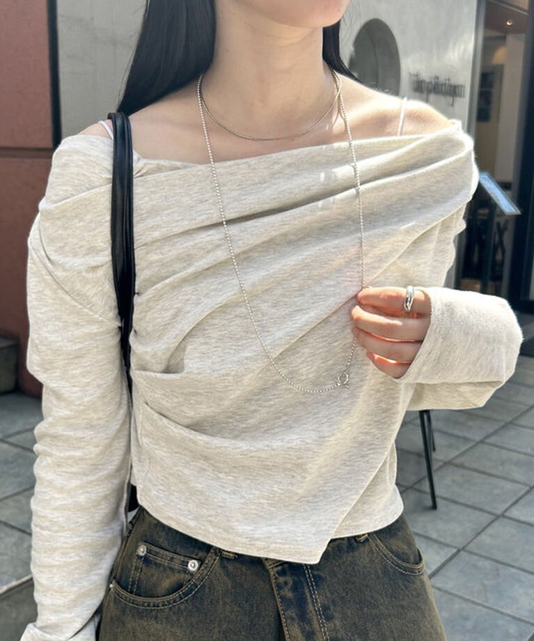  「オフショルロングTシャツ」|Tシャツ・カットソー|